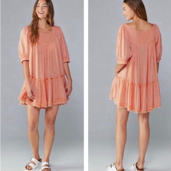 Free People Orange Ruffled Sundress - Picture 1 of 4